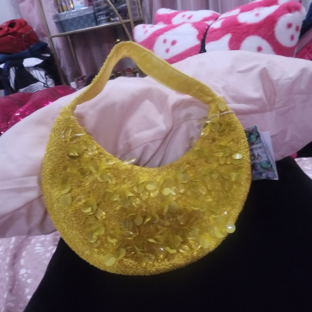 Yellow Beaded purse